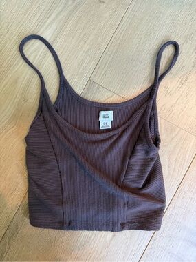 Urban Outfitters BDG Ribbed Cropped Tank Top in Dark Brown